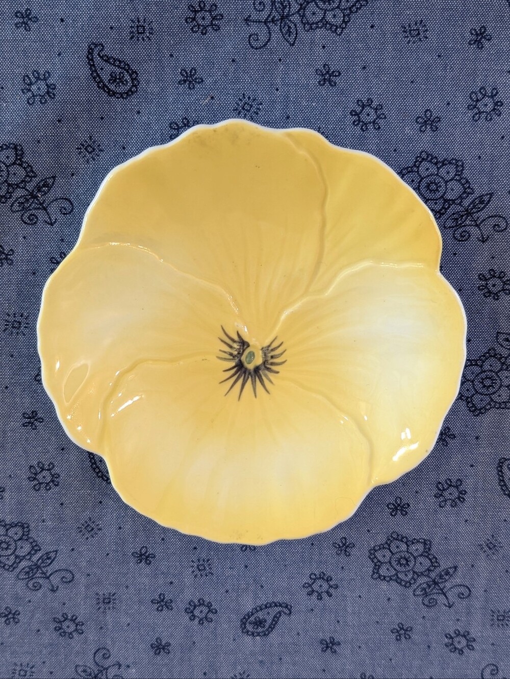 Vintage Yellow Floral Trinket Dish